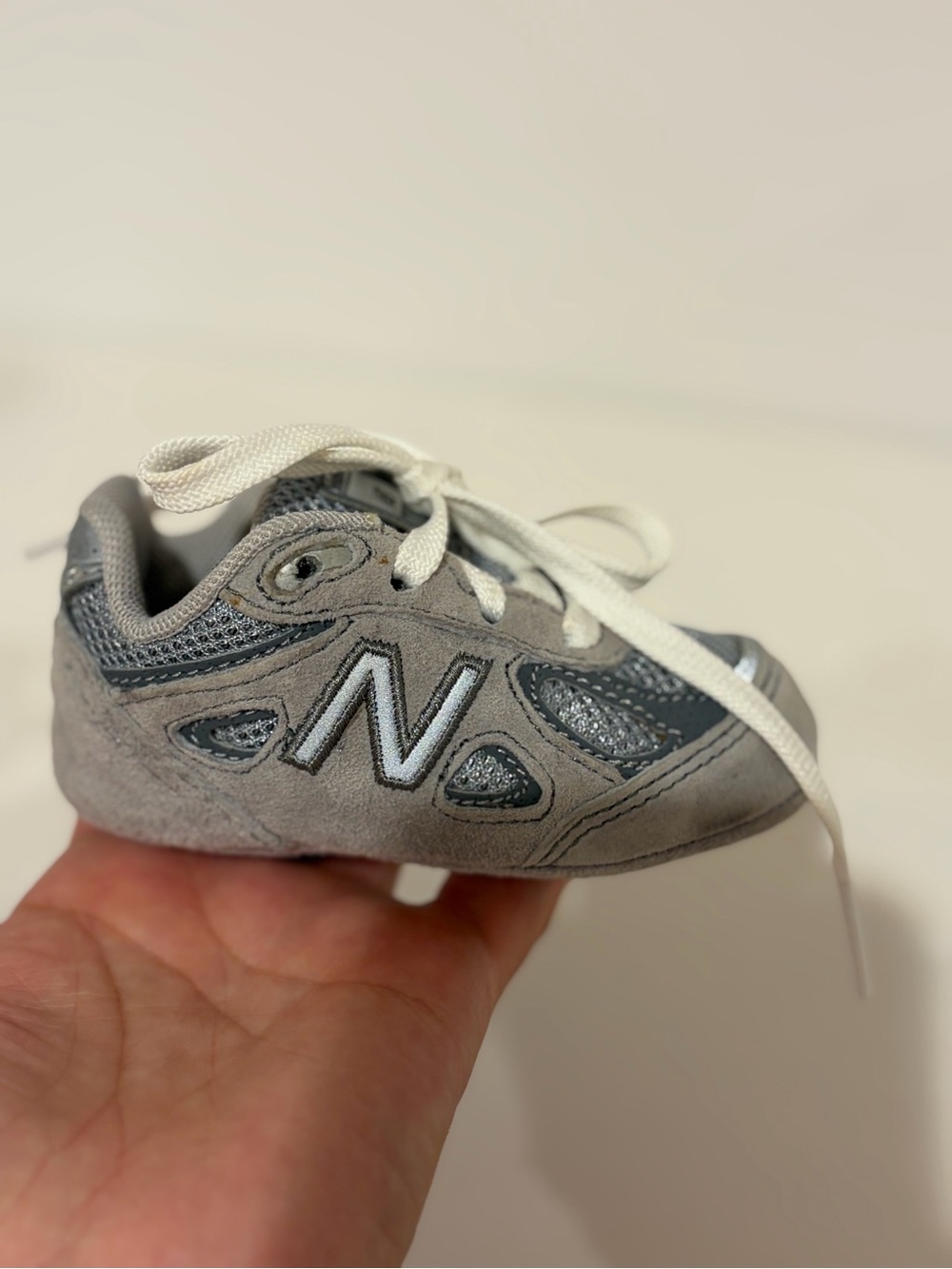 New Balance Kids Gray Suede Mesh Sneakers - Picture 10 of 10